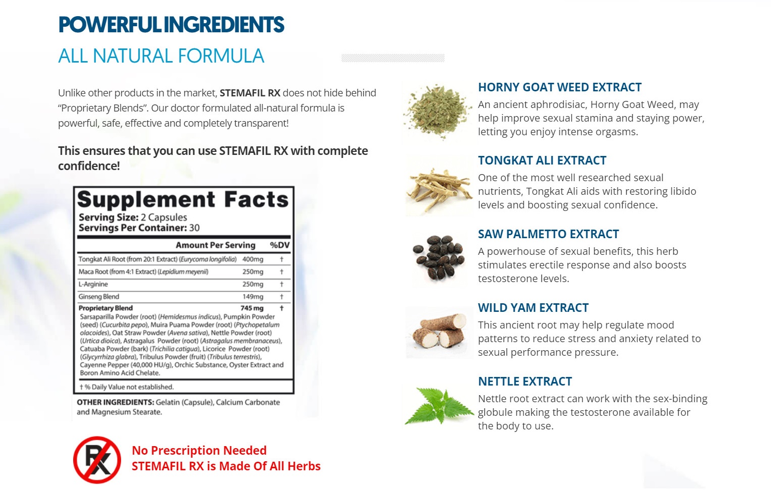 Stemafil RX Male Enhancement Ingredients