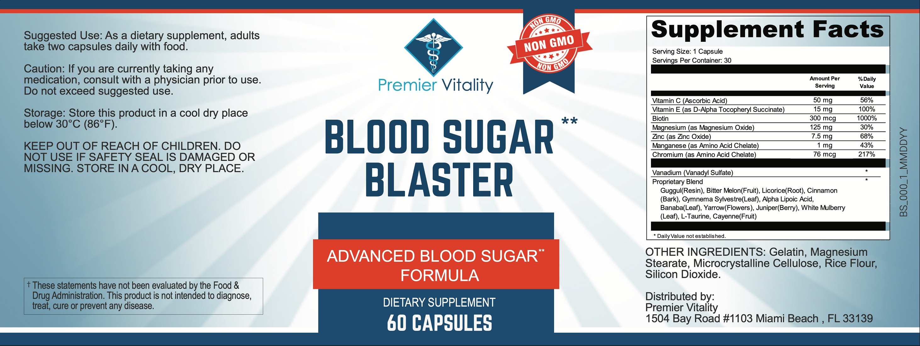 Vitality Nutrition Blood Sugar Blaster Label